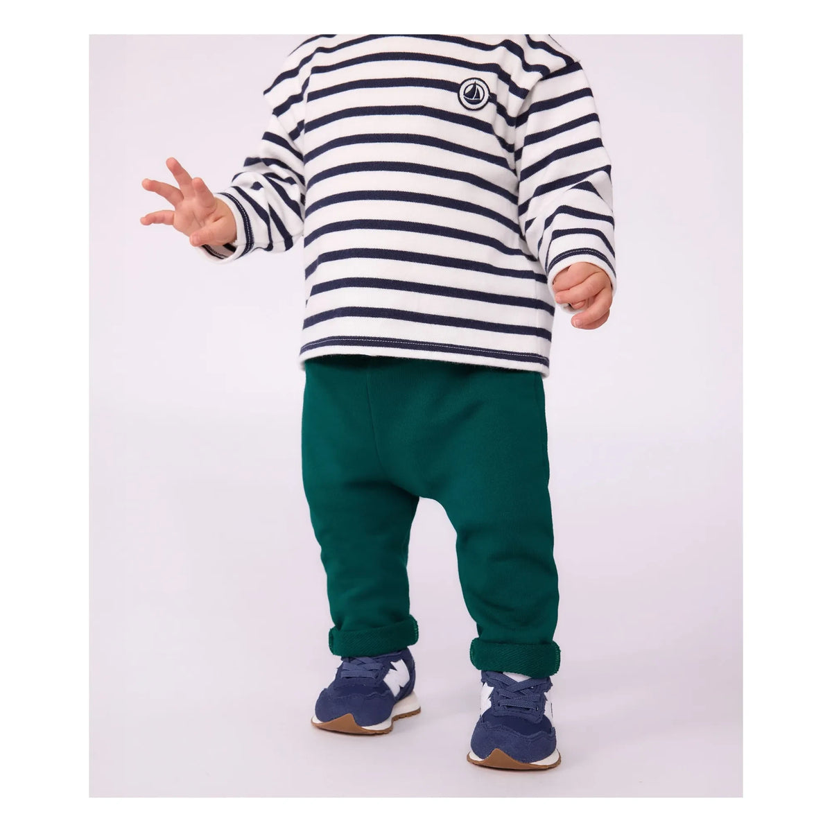 Petit Bateau - ऑर्गेनिक कॉटन फ्लीस पैंट | फॉरेस्ट ग्रीन