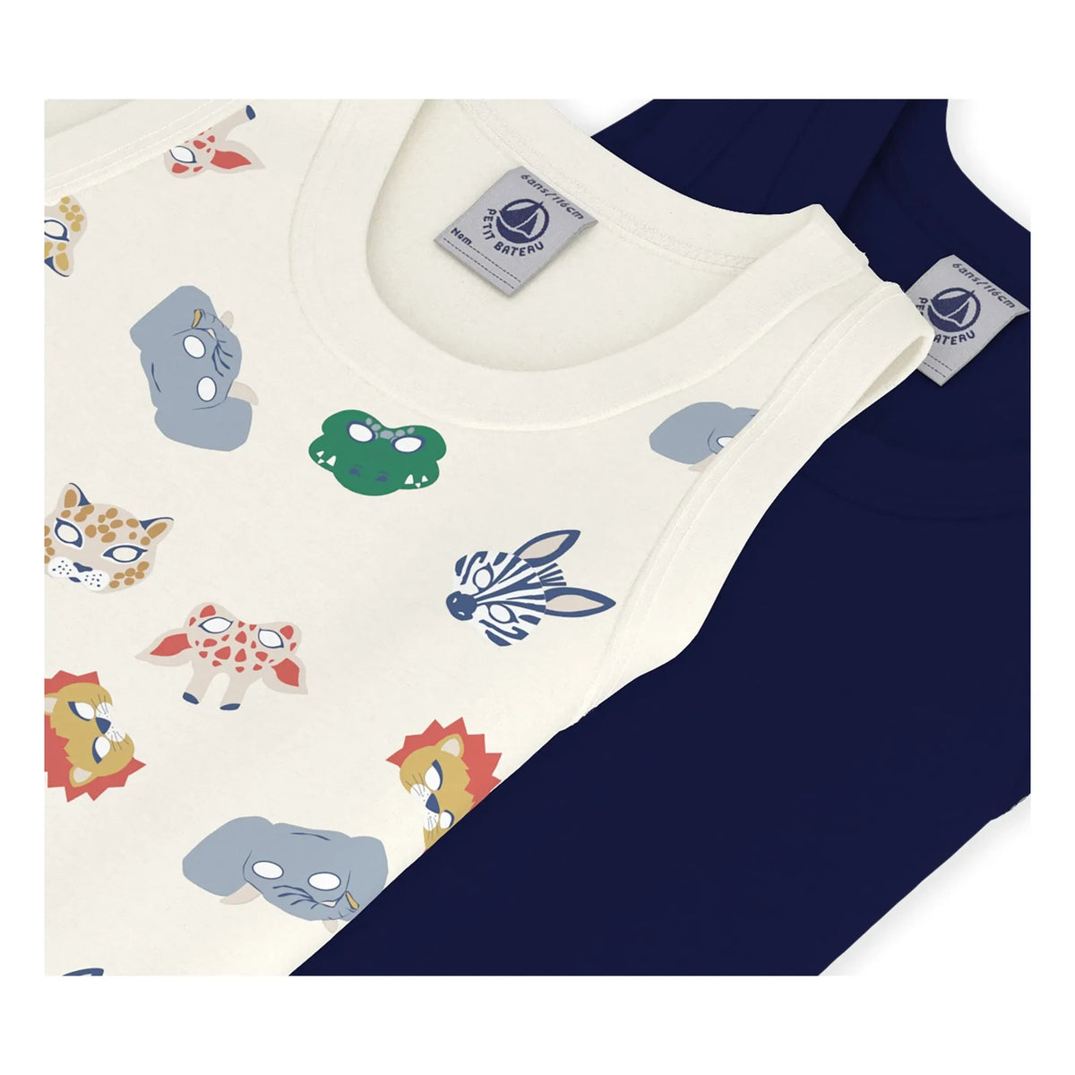 Petit Bateau - 2’li Organik Pamuk Maskeli Atlet | Lacivert