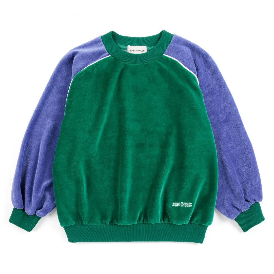 Bobo Choses - कलर ब्लॉक्ड टेरी स्वेटशर्ट | हरा
