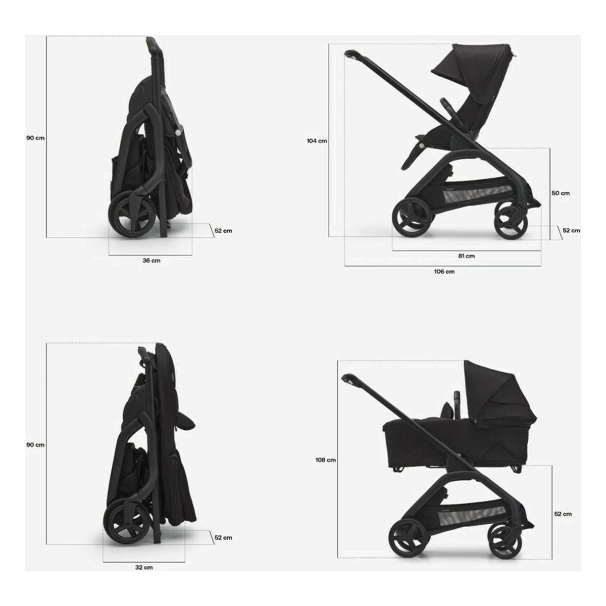 Bugaboo - Bugaboo Dragonfly Şehir Bebek Arabası komple şasi siyah | Taupe kahverengi