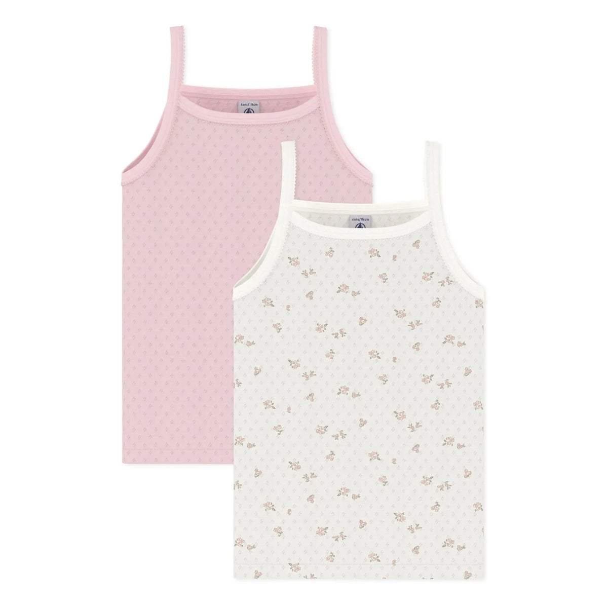 Petit Bateau - 2'li Delikli Organik Pamuklu Çiçekli Atlet | Pembe
