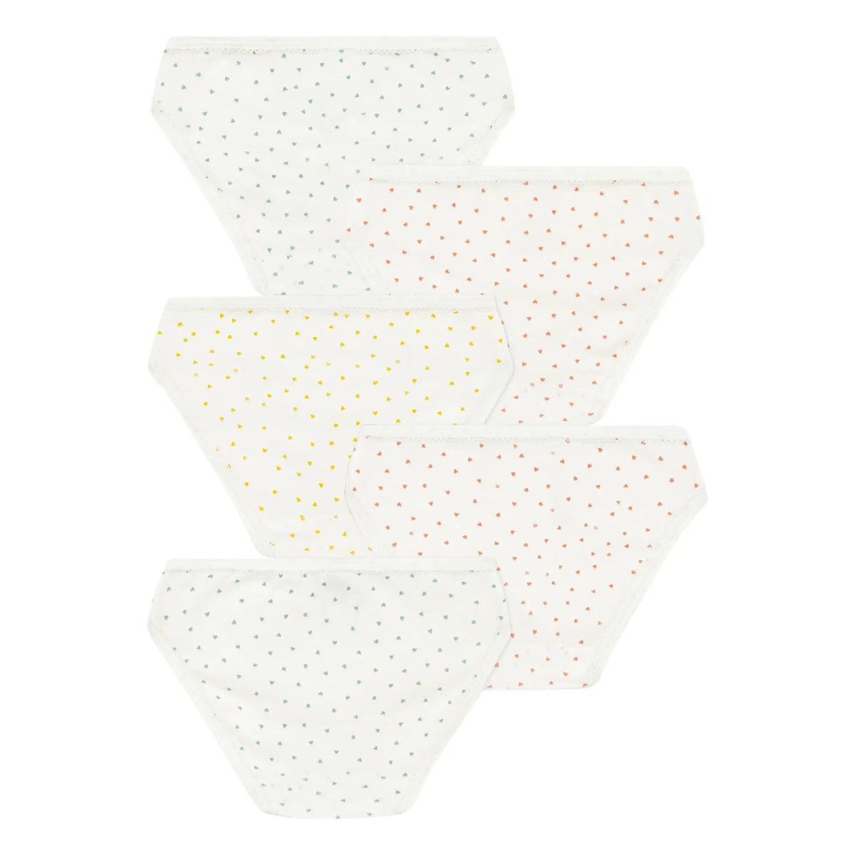 Petit Bateau - 5'li Mini Kalp Külot | Ekru