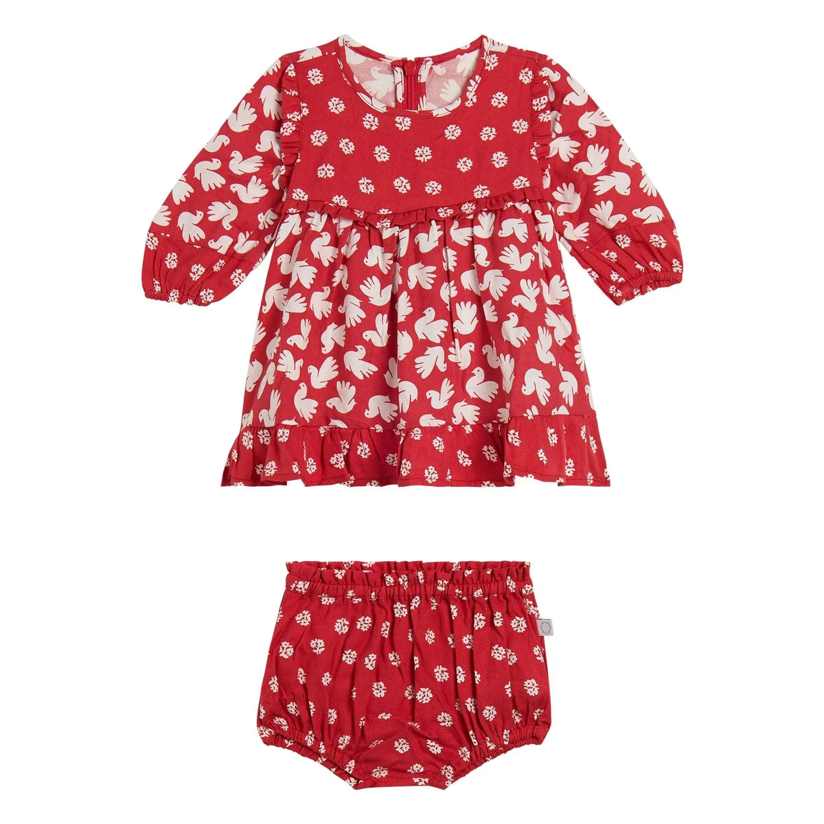 Stella McCartney Kids - हंस वाला रोम्पर ड्रेस | लाल