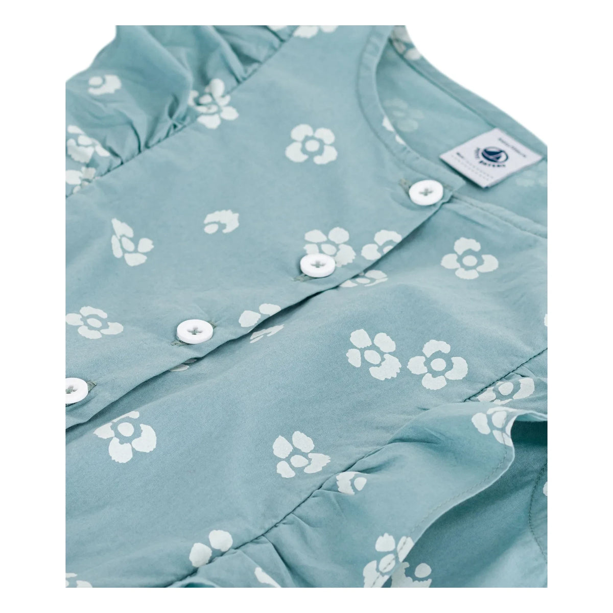 Petit Bateau - Boncapa ऑर्गेनिक कॉटन पॉपलिन जंपसूट | सेज