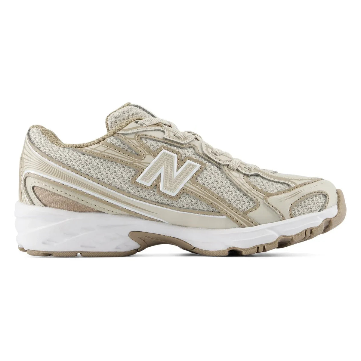 New Balance - इलास्टिक लेस स्नीकर्स 740 | बेज