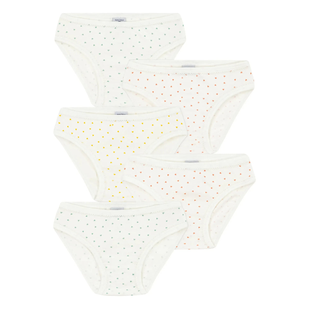 Petit Bateau - 5'li Mini Kalp Külot | Ekru