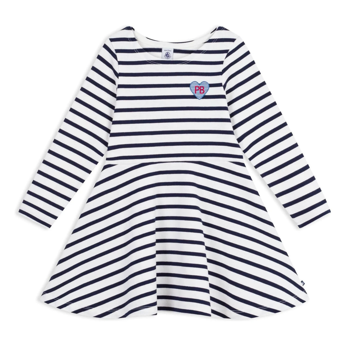 Petit Bateau - धारीदार क्लॉक ड्रेस | सफेद