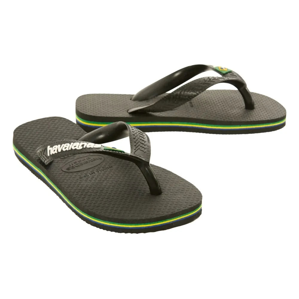 Havaianas - Logo Brasil फ्लिप-फ्लॉप सैंडल | काला
