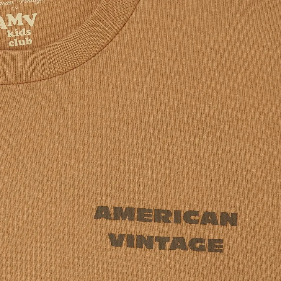 American Vintage - Fizvalley लोगो लंबी आस्तीन वाली टी-शर्ट | कैमल