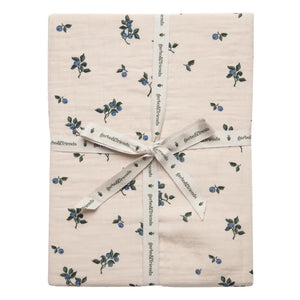 garbo&friends - ब्लूबेरी कॉटन मलमल फिटेड बेडशीट | आइवरी