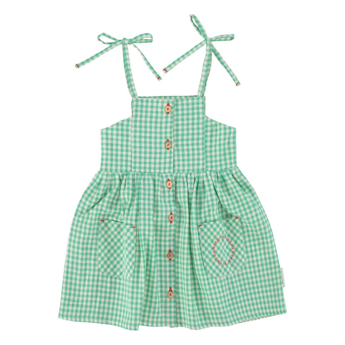 Piupiuchick - Gingham Organik Pamuk Kısa Elbise | Turkuaz