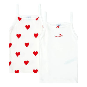 Petit Bateau - 2'li Organik Pamuk Kalp Desenli Atlet | Beyaz
