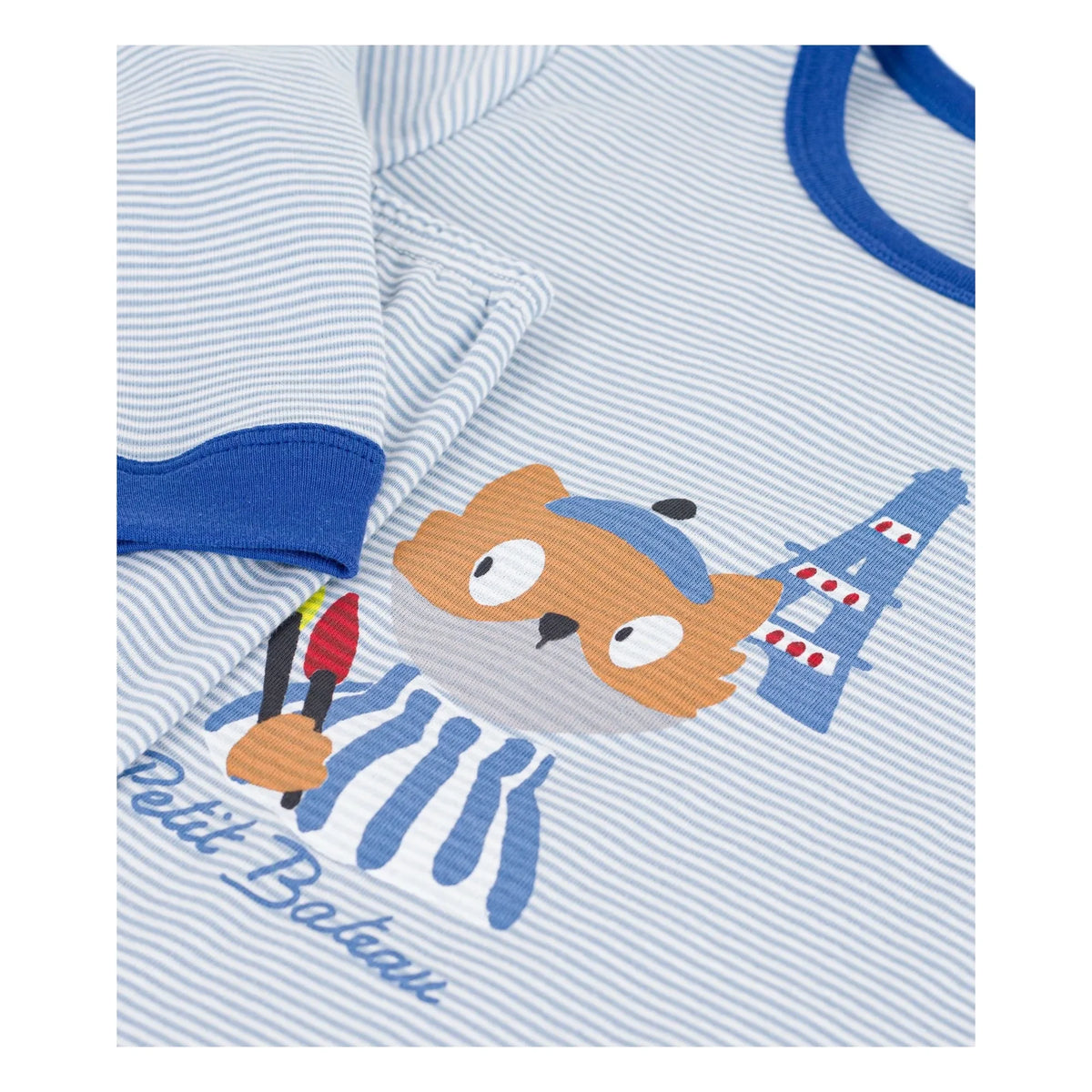 Petit Bateau - पजामा पेरिस धारीदार जैविक कपास | नीला
