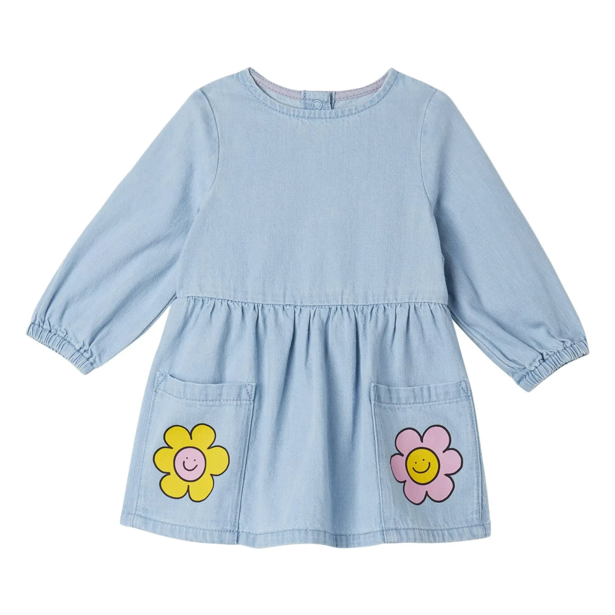 Stella McCartney Kids - डेनिम फूलों वाली ड्रेस | डेनिम नीला