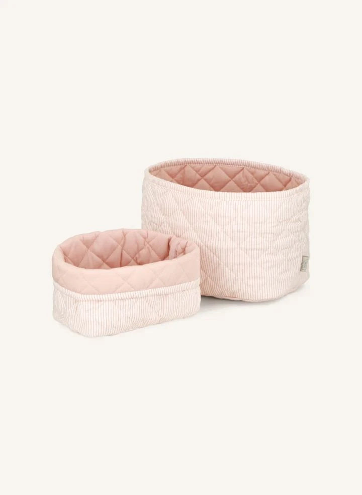 Cam Cam - Klasik Çizgili Saklama Sepetleri - 2'li Set | Pembe