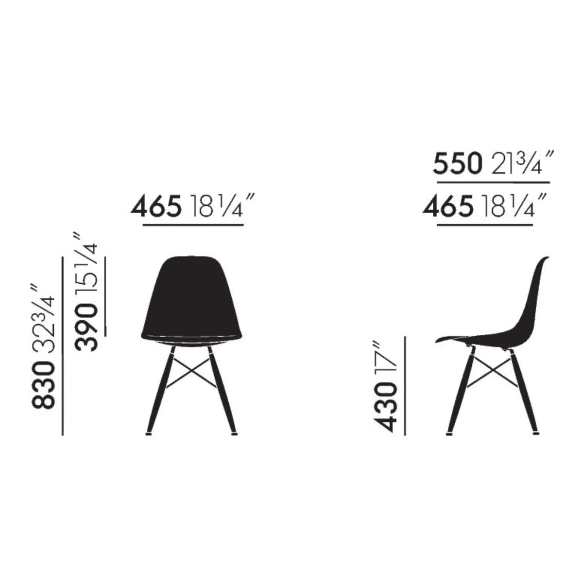 Vitra - DSW प्लास्टिक कुर्सी - मेपल बेस - चार्ल्स और रे ईम्स | नीला-धूसर