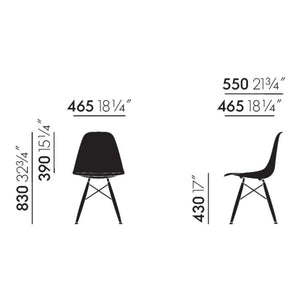 Vitra - DSW प्लास्टिक कुर्सी - मेपल बेस - चार्ल्स और रे ईम्स | नीला-धूसर
