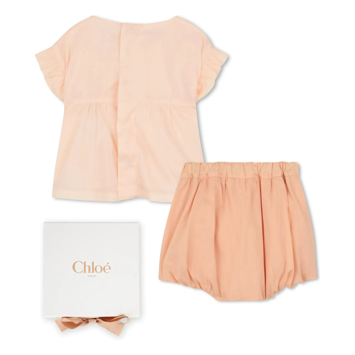 Chloé - Organik pamuklu bluz ve şort takımı | Pudra pembesi