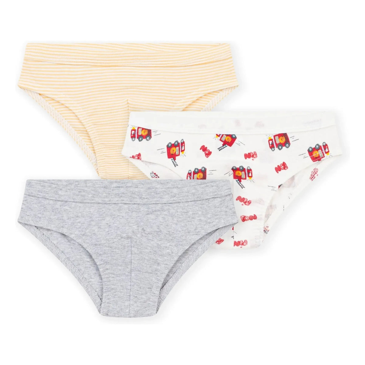 Petit Bateau - 3'lü İtfaiyeci Külot Seti | सफेद