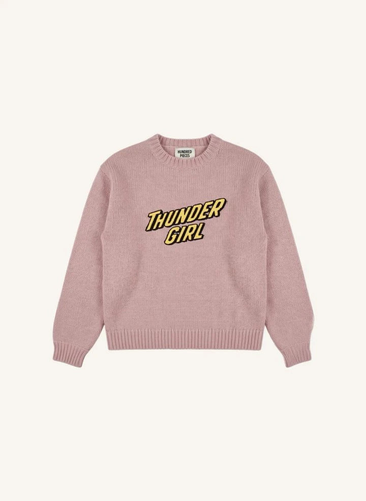 Hundred Pieces - Lacy Thunder Girl Merinos Yün Kazak | Açık Pembe