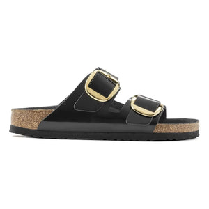 BIRKENSTOCK - एरिज़ोना बिग बकल पेटेंट लेदर सैंडल | काला