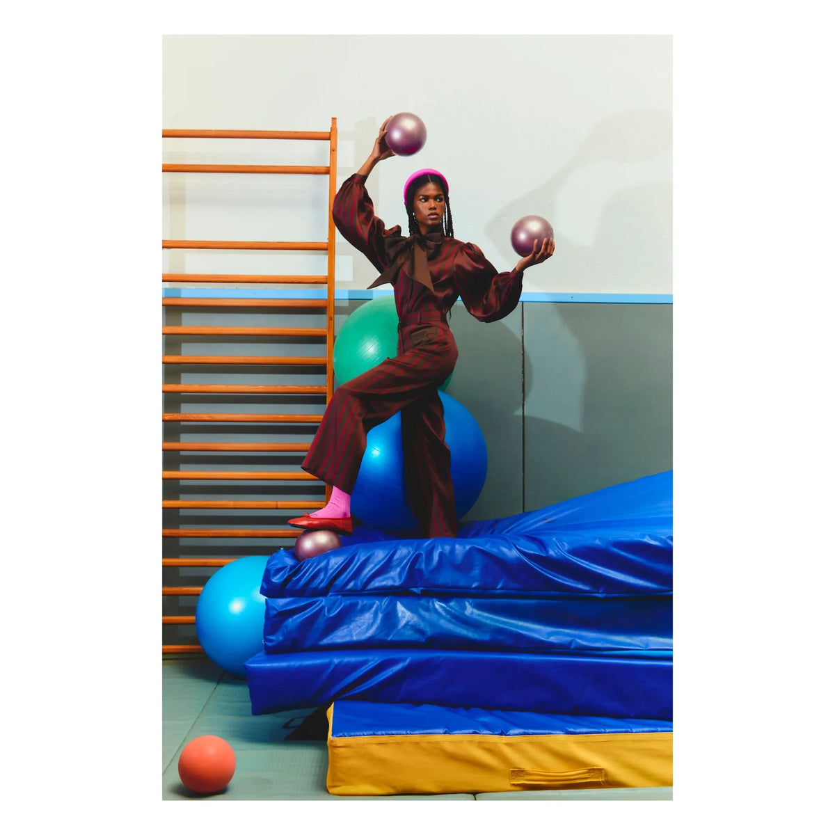 Maria de la Orden - नीस स्ट्राइप्ड ट्राउज़र | भूरा