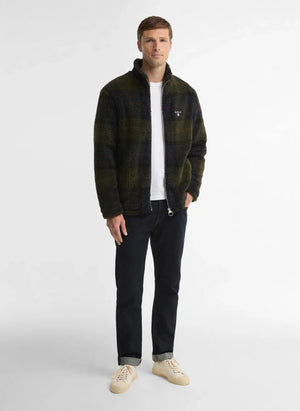 Barbour - Kareli Fermuarlı Polar Ceket | Haki