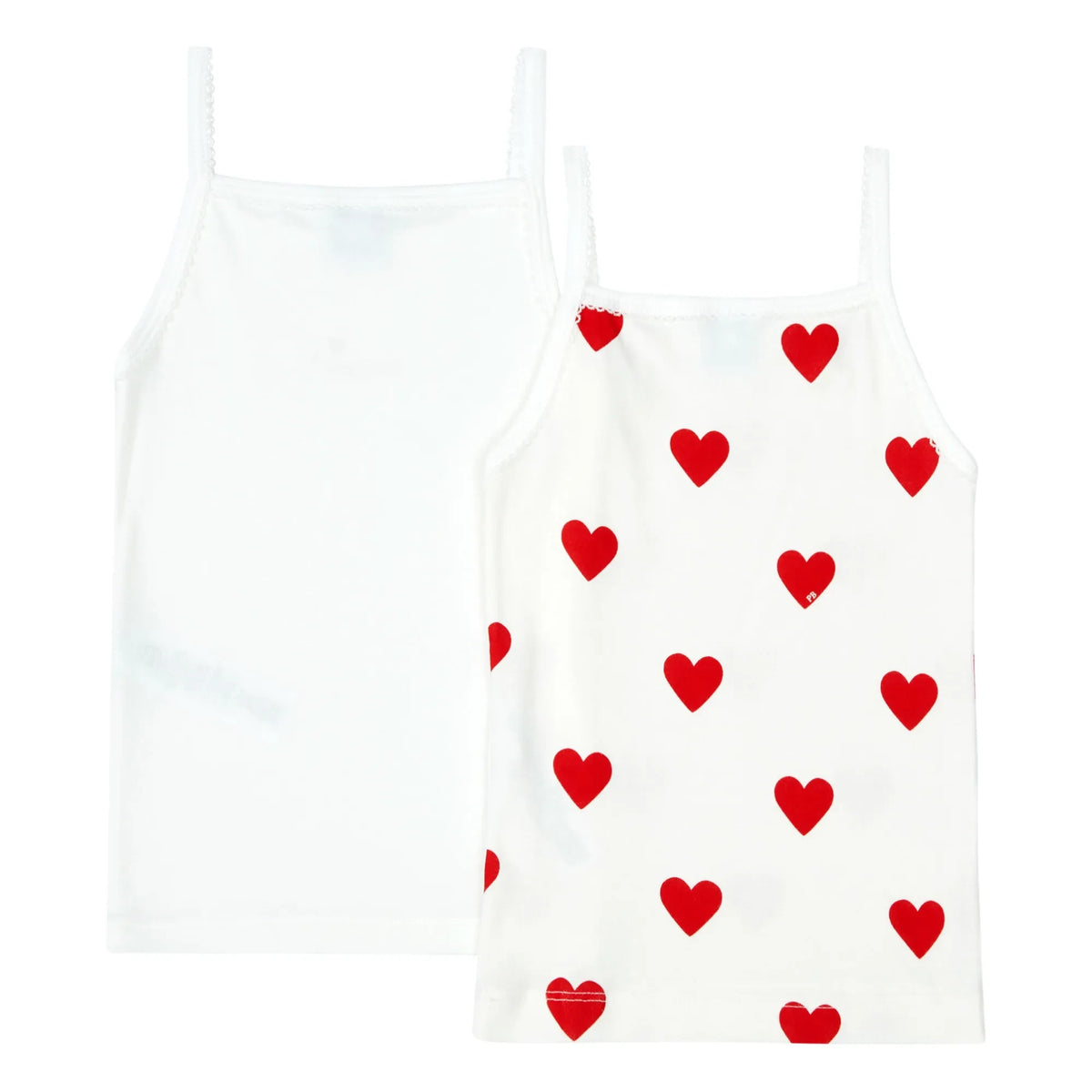 Petit Bateau - 2'li Organik Pamuk Kalp Desenli Atlet | Beyaz