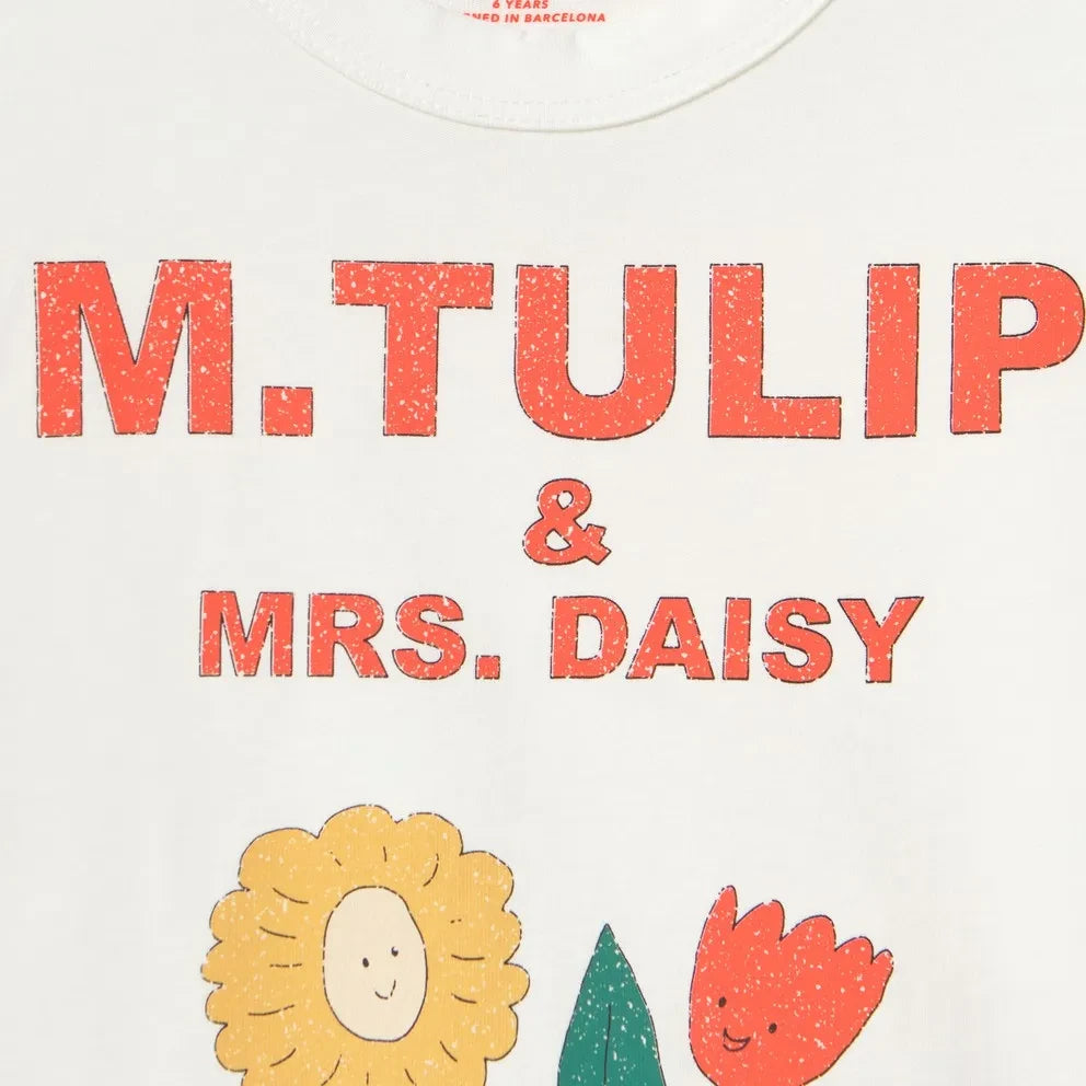 Tinycottons - M.Tulip ऑर्गेनिक कॉटन टी-शर्ट | सफ़ेद