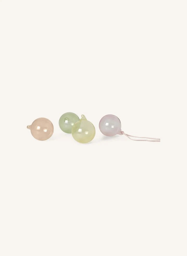 Ferm Living - पेस्टल ग्लास क्रिसमस आभूषण - 4 का सेट