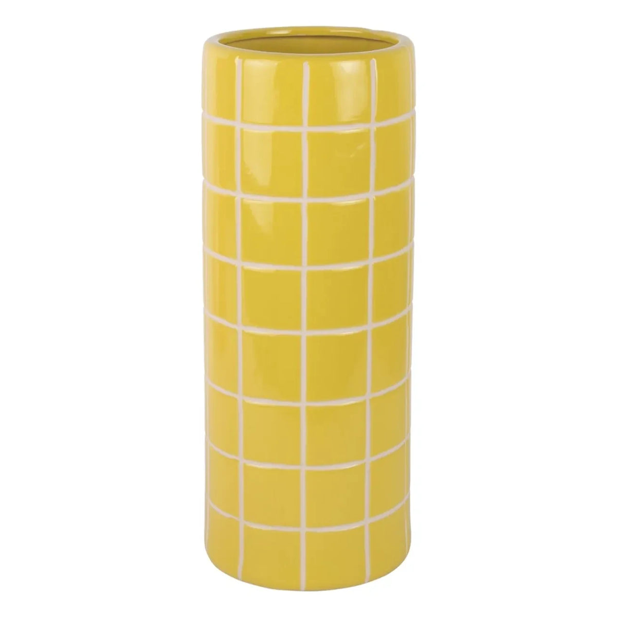Present Time - Retro Tiles गोल फूलदान | पीला