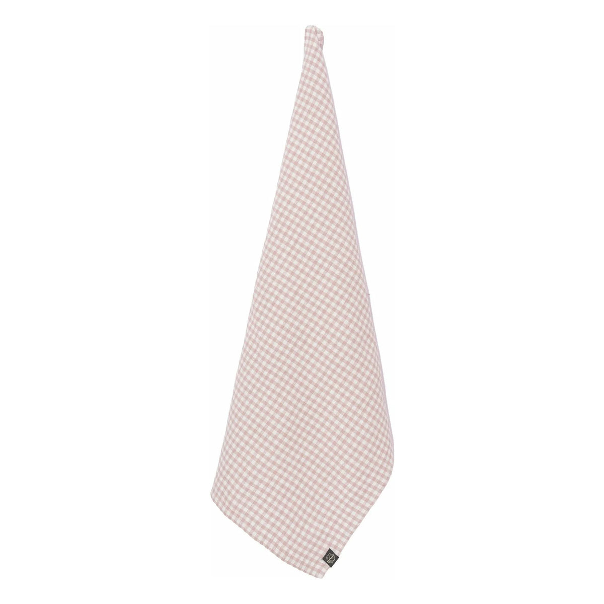 Haomy - Piana II keten karışımlı gingham mutfak havlusu | Pudra pembe