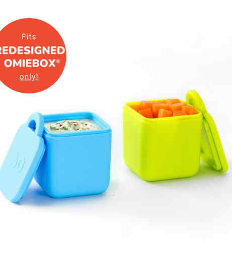 Omiebox - बेंटो बॉक्स आंतरिक विभाजन कंटेनर 2 टुकड़े नीला/हरा