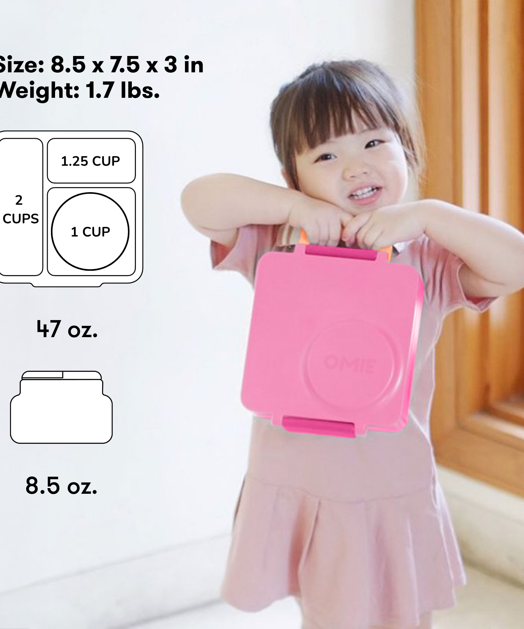 Omiebox - थर्मल इंसुलेटेड परी गुलाबी बेंटो भोजन बॉक्स