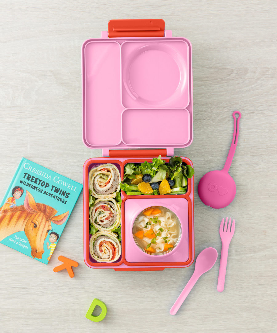 Omiebox - OmiePod बलून गुलाबी सिलिकॉन कांटा और चम्मच सेट