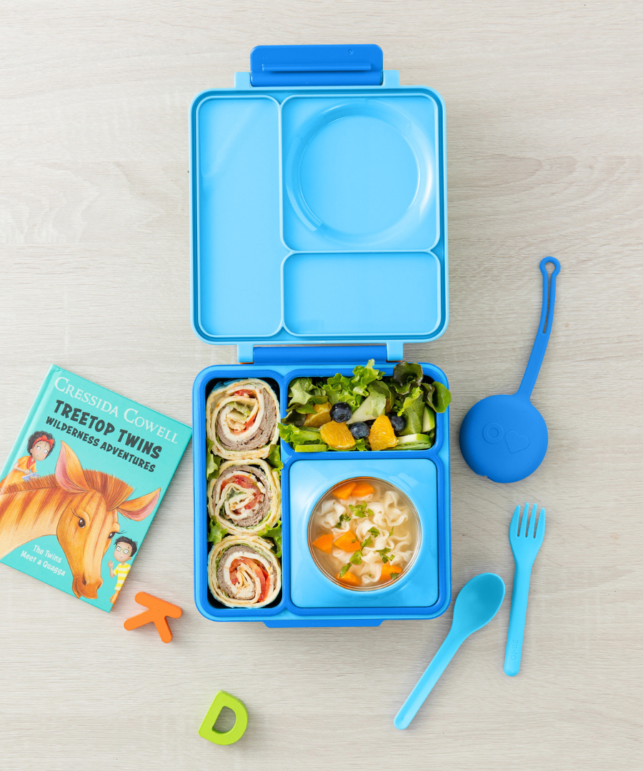 Omiebox - OmiePod कैप्री नीला सिलिकॉन कांटा और चम्मच सेट