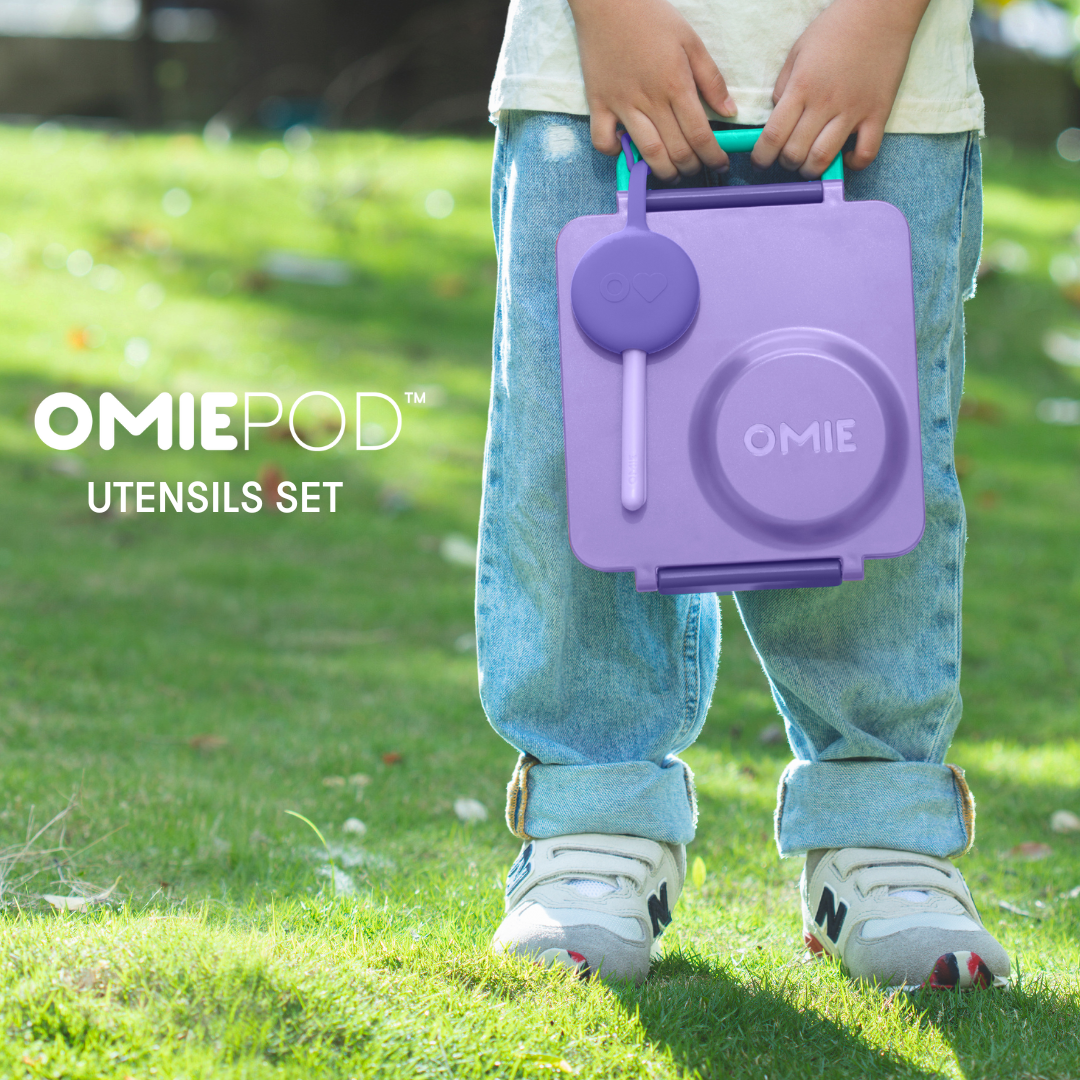 Omiebox - OmiePod लिला सिलिकॉन कांटा और चम्मच सेट