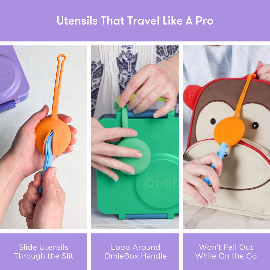 Omiebox - OmiePod लिला सिलिकॉन कांटा और चम्मच सेट