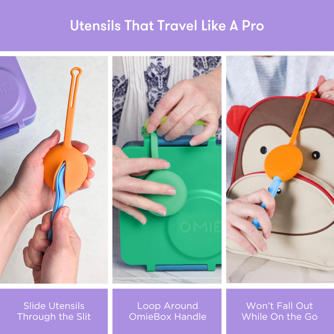 Omiebox - OmiePod लिला सिलिकॉन कांटा और चम्मच सेट
