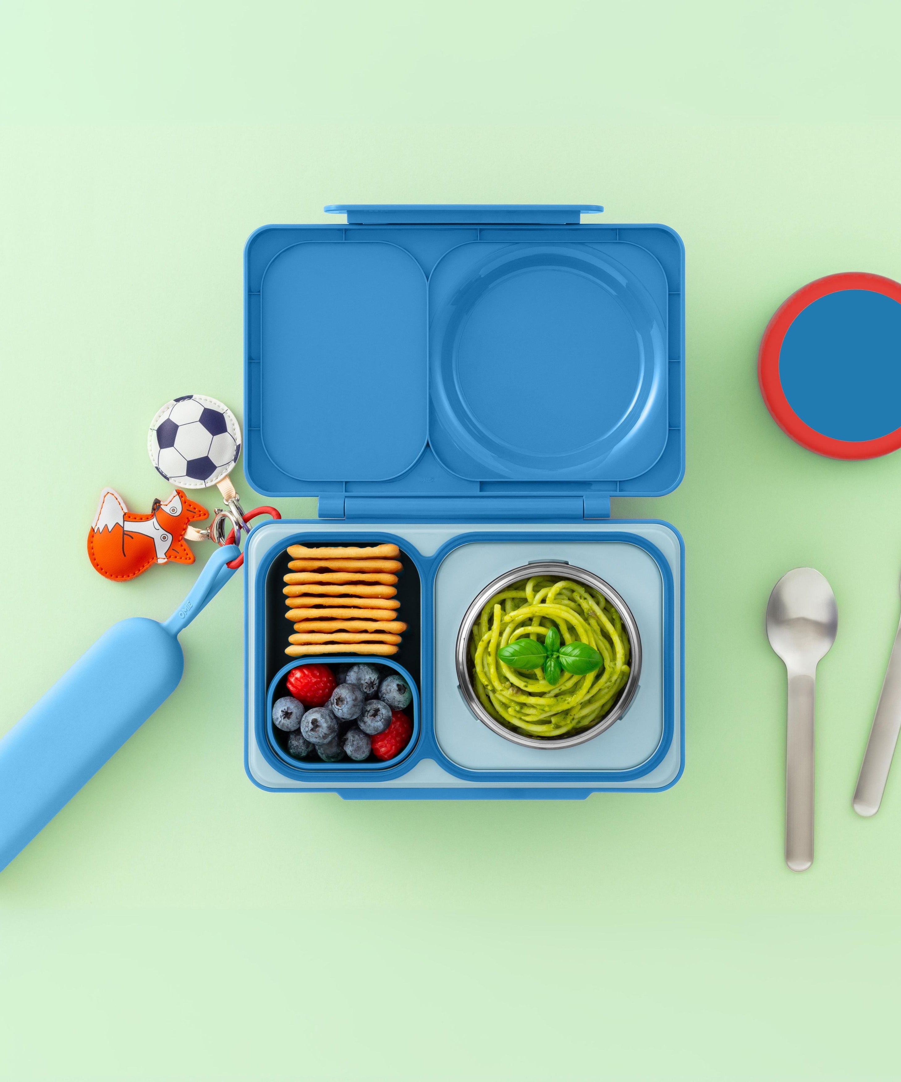 Omiebox - OmiePod UP Azure सिलिकॉन कांटा और चम्मच सेट