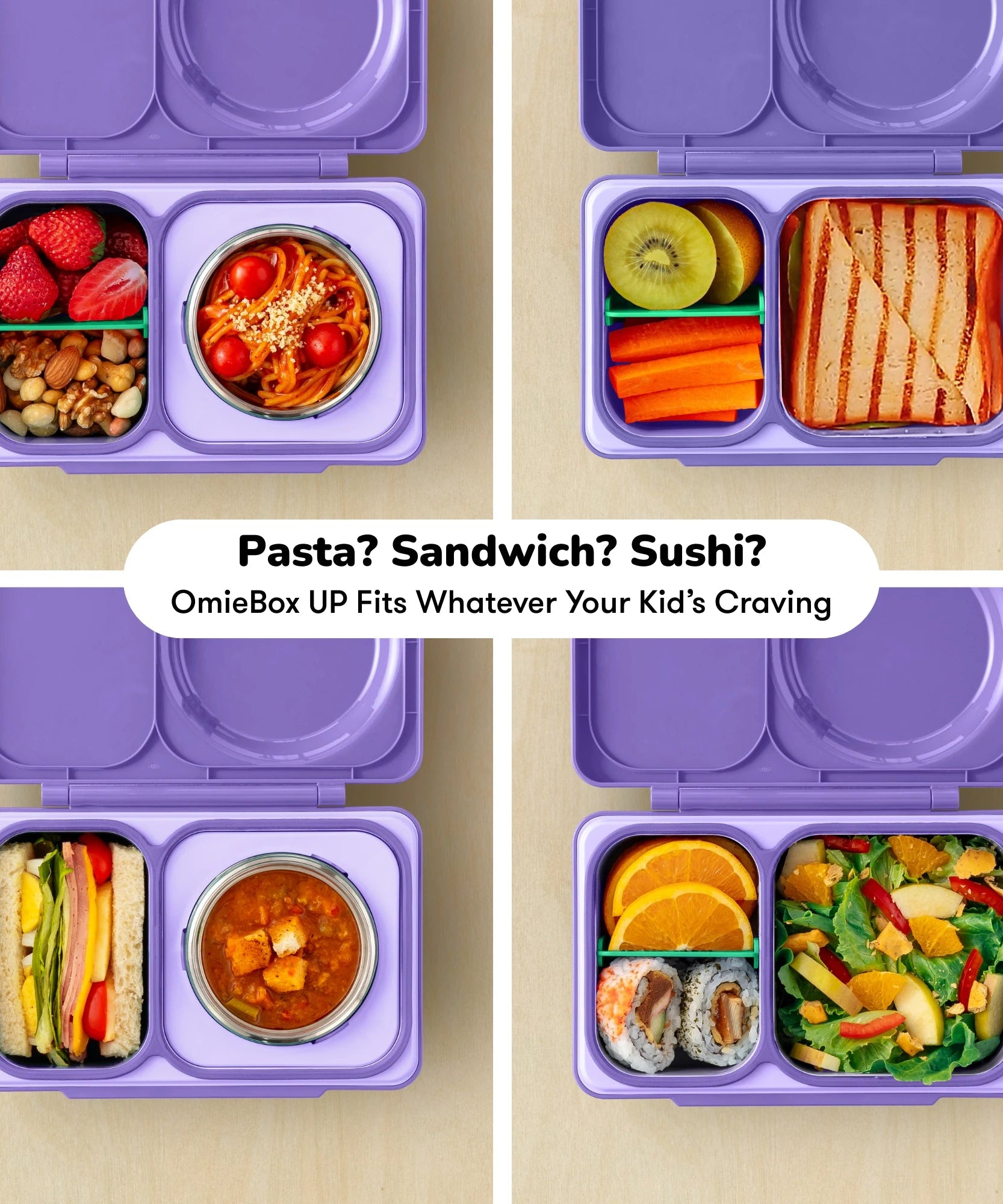 Omiebox - UP ताप इन्सुलेटेड 2. पीढ़ी गैलेक्सी पर्पल बेंटो भोजन बॉक्स