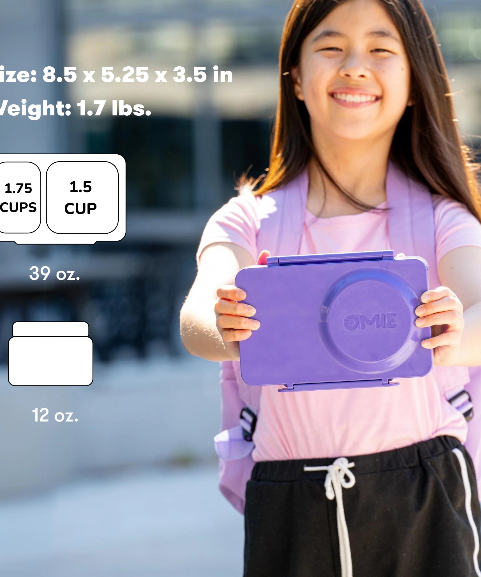 Omiebox - UP ताप इन्सुलेटेड 2. पीढ़ी गैलेक्सी पर्पल बेंटो भोजन बॉक्स