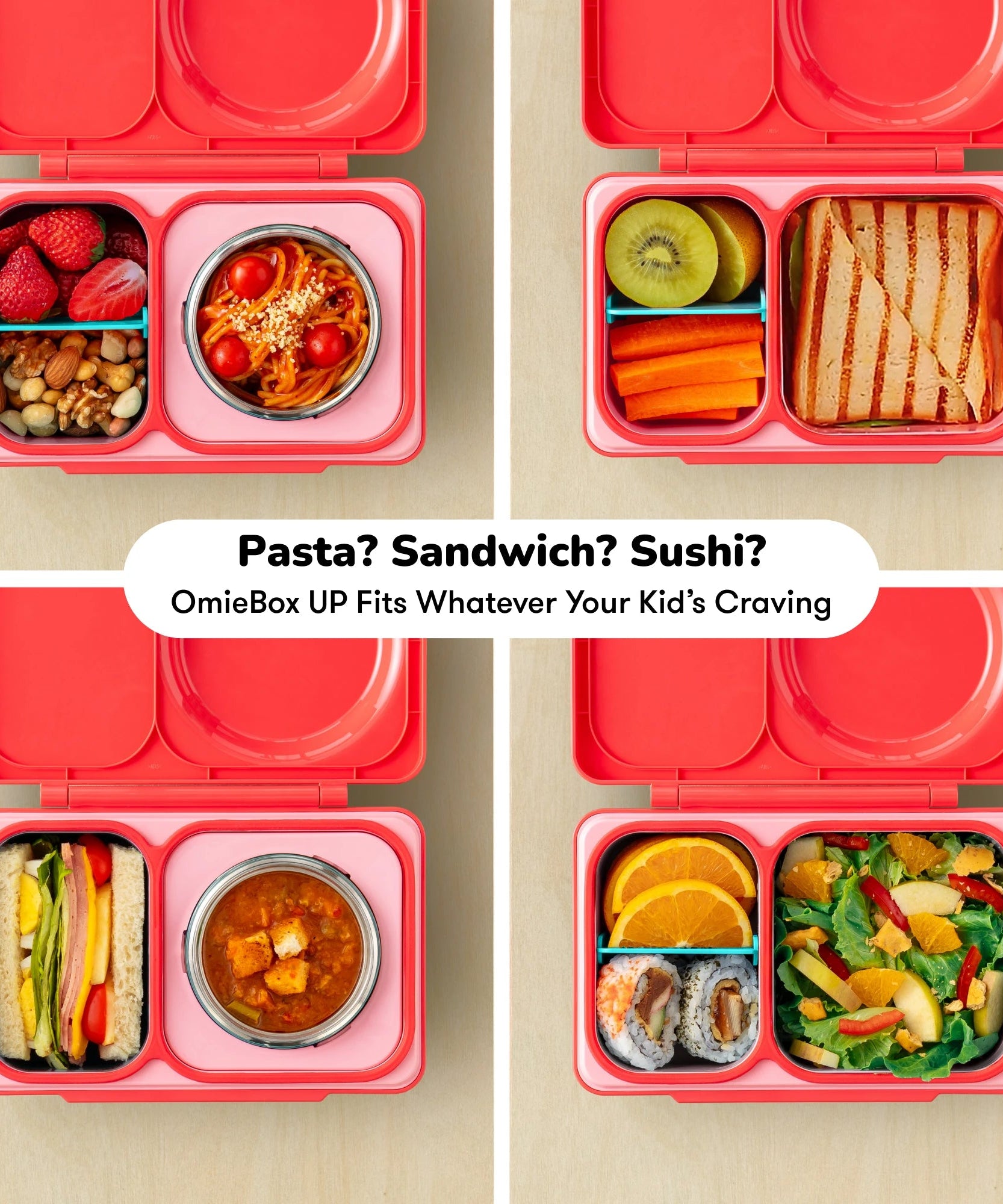 Omiebox - UP थर्मल इंसुलेटेड 2. पीढ़ी चेरी गुलाबी बेंटो भोजन बॉक्स