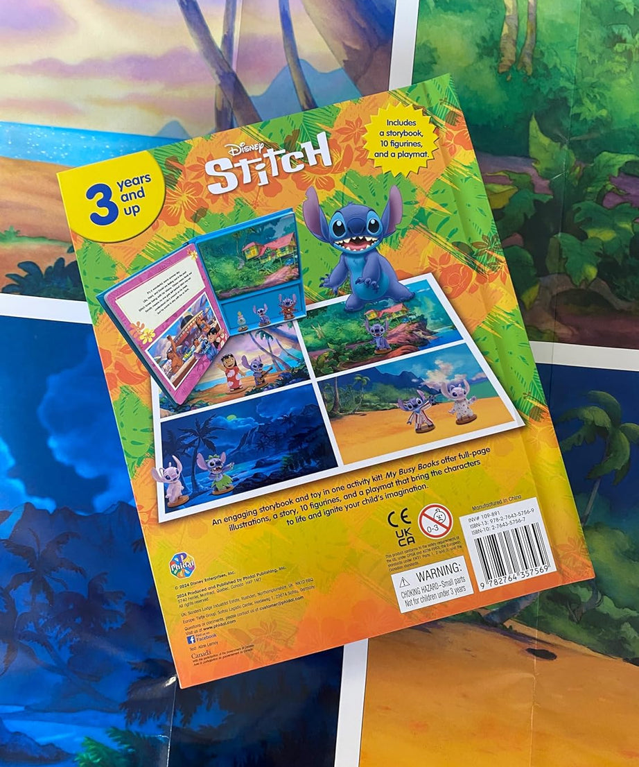 Phidal - स्टिच फिगर खिलौना वाला अंग्रेज़ी गतिविधि और कहानी पुस्तक