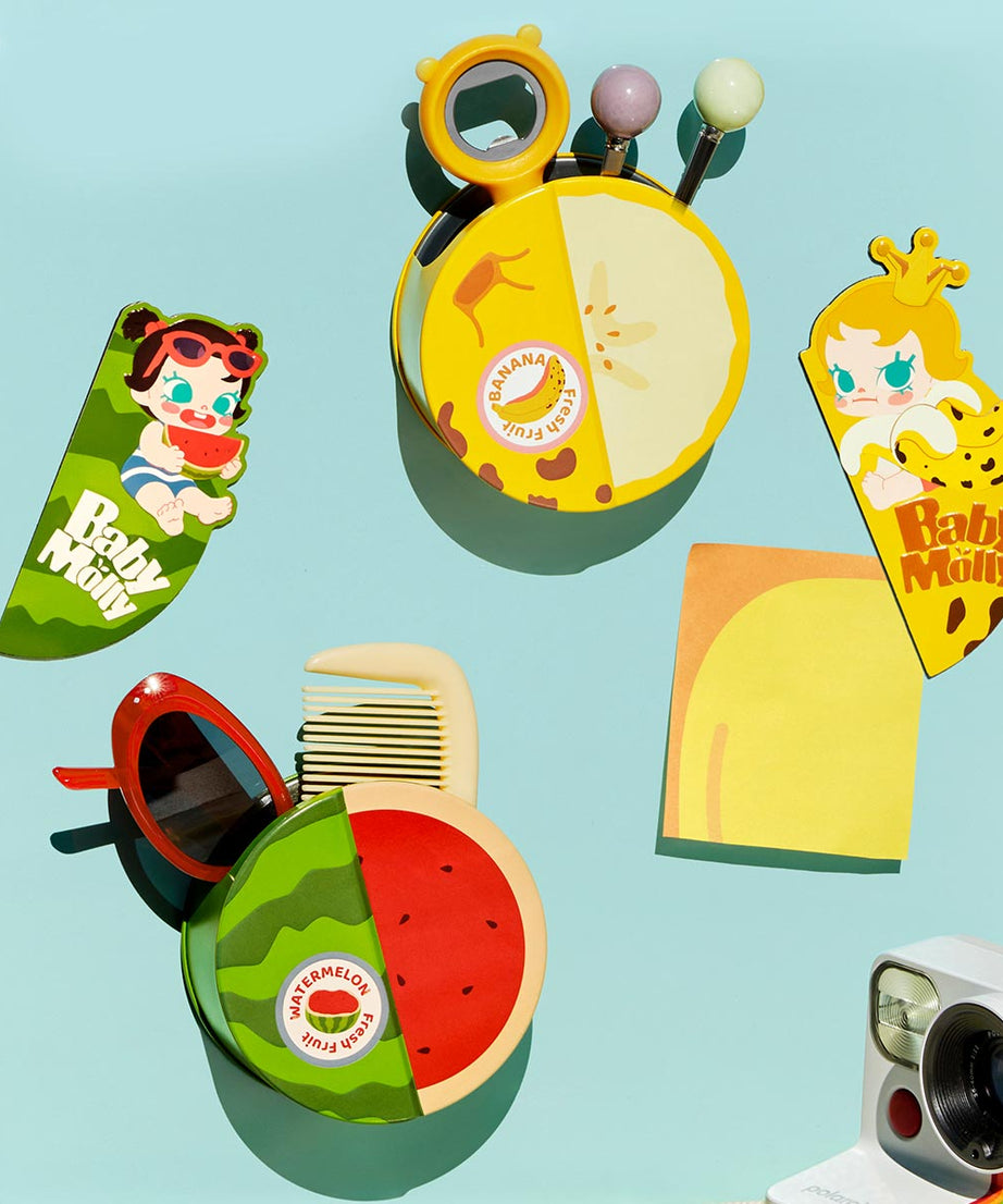 पॉप मार्ट - ओरिजिनल बेबी मोली फलों की खुशबू वाली श्रृंखला चुंबकीय ताले वाली भंडारण अंधा बॉक्स सेट