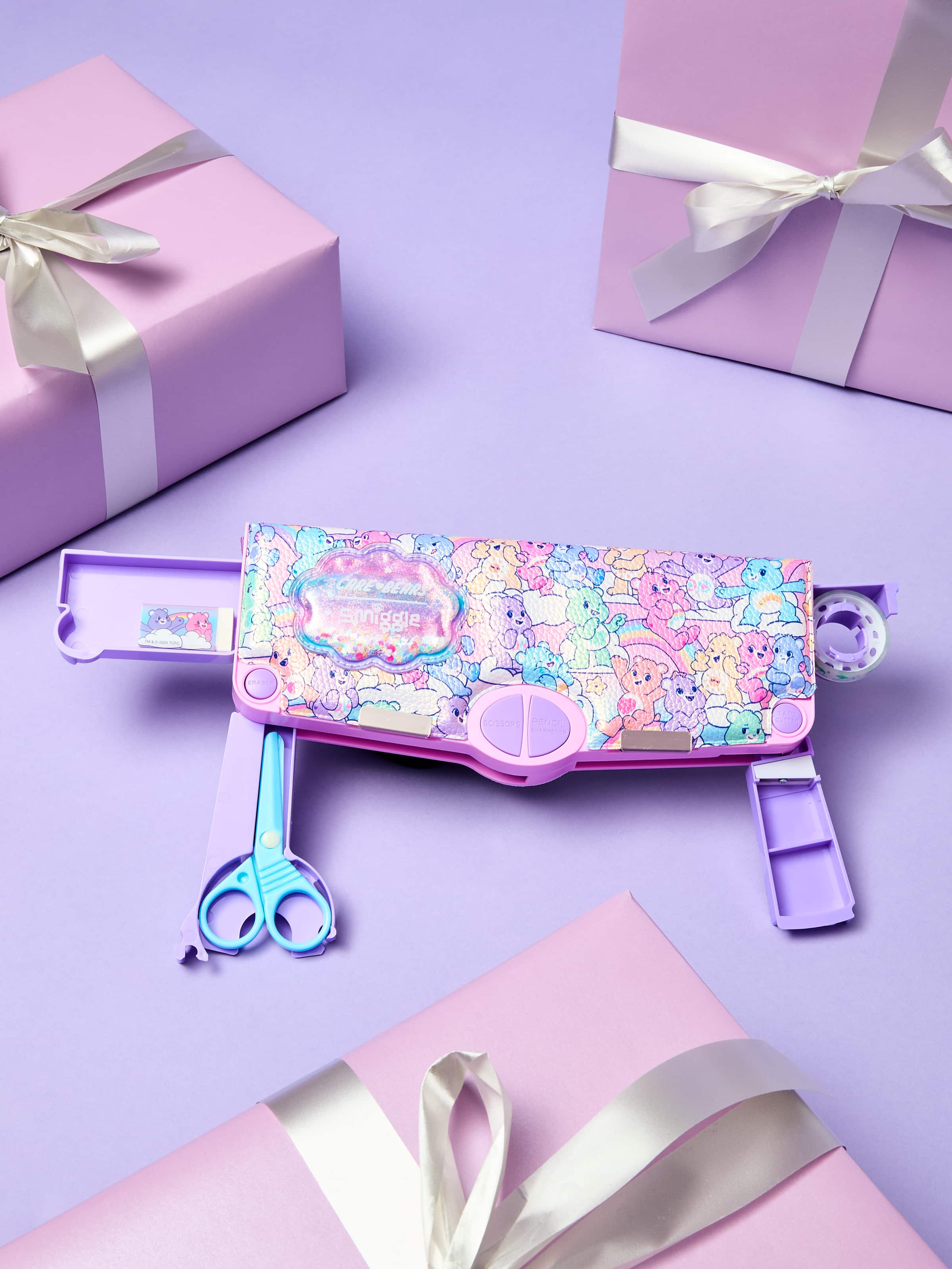 Smiggle - भालू पॉपुट ऑटोमैटिक पेन बॉक्स और स्टेशनरी सेट