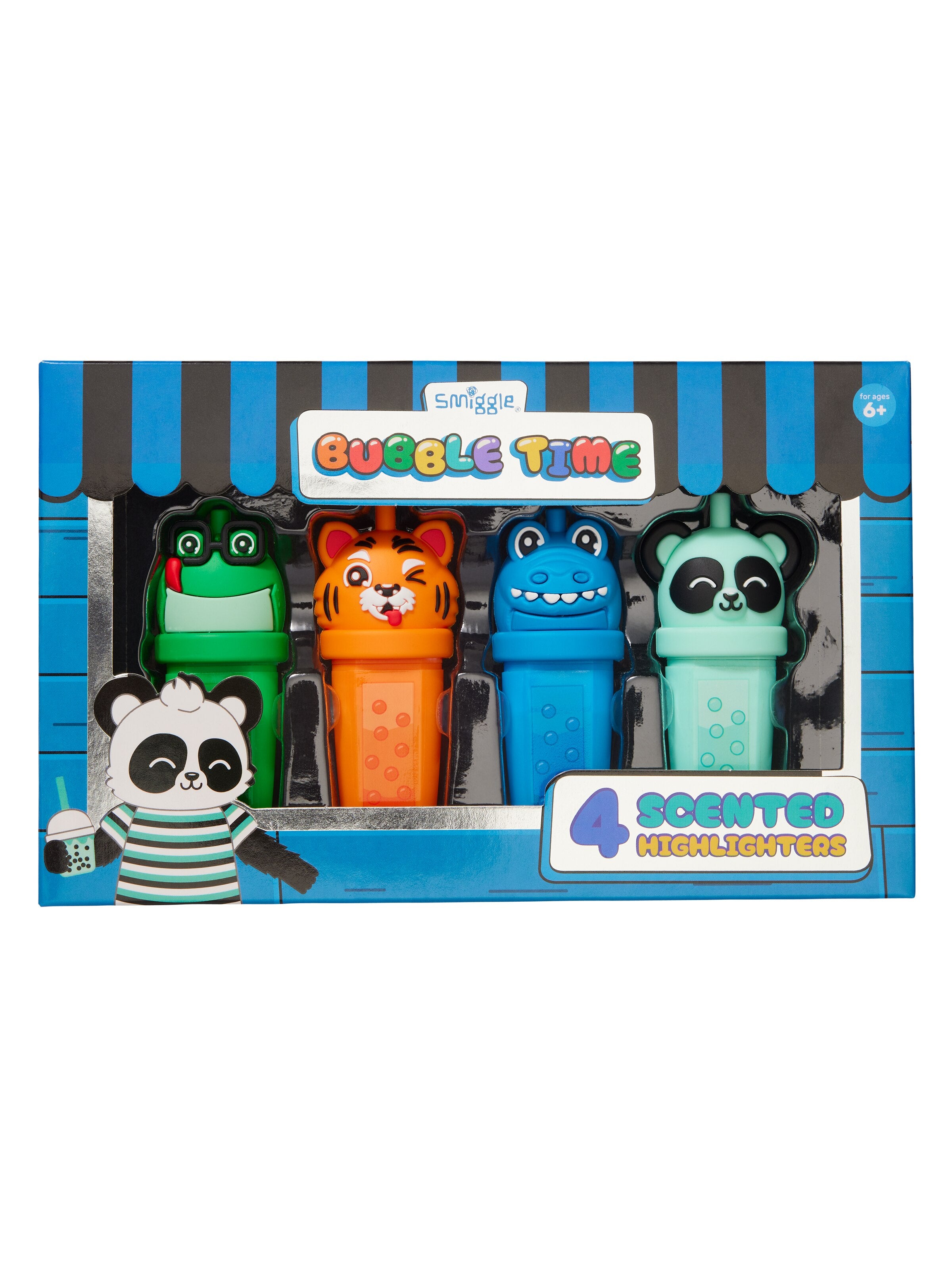 Smiggle - बबल टाइम फॉस्फोरलू हाईलाइटर 4लू कलम सेटि