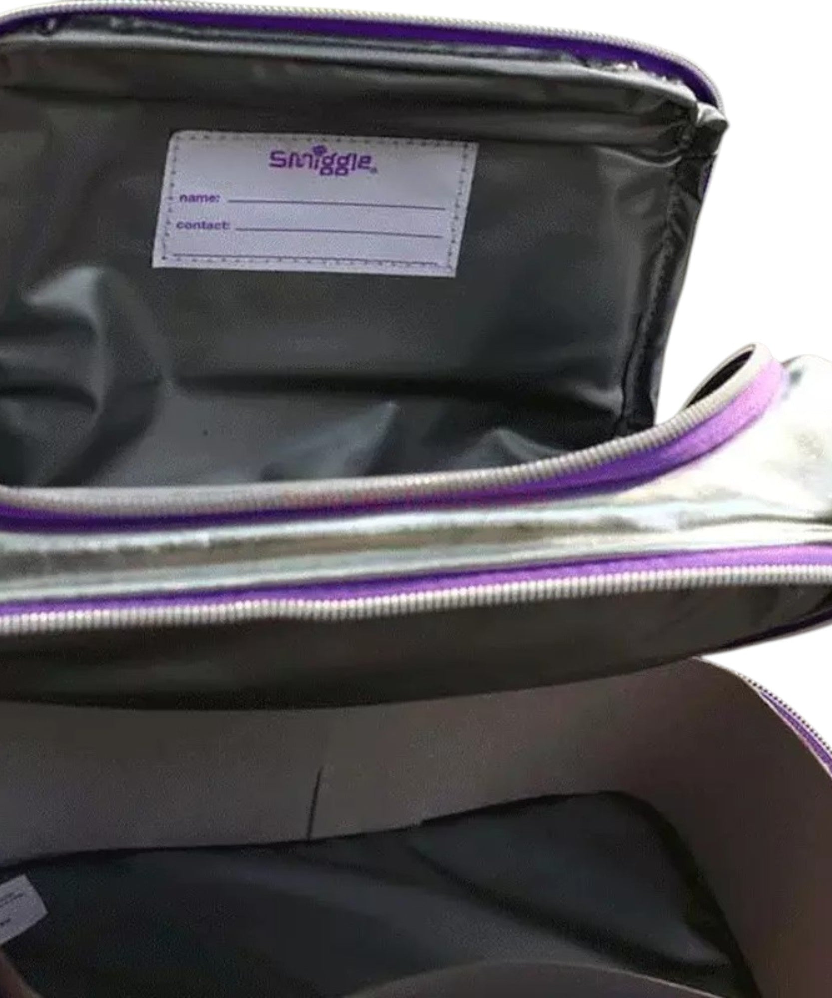 Smiggle - चमकीले सीक्विन दोहरी परत वाला भोजन बैग