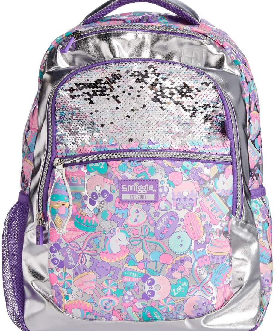 Smiggle - चमकीले सीक्विन क्लासिक स्कूल बैकपैक