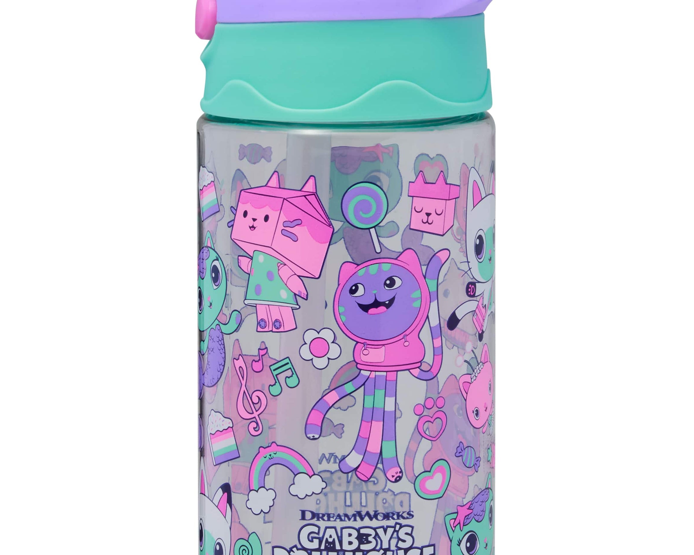 Smiggle - Gabbys Dollhouse BPAsız 440ML Gizli Pipetli Suluk - Dinossi